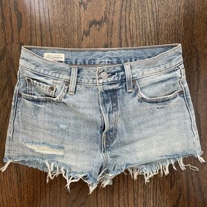 Levi’s light washed distressed denim shorts